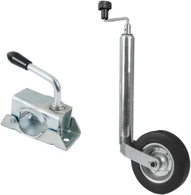 Produktbild von Stützrad TK48 mit Klemme LB48, 150 kg, 48 mm, Vollgummi 200x50 mm | Verzinkter Stahl mit Axiallager