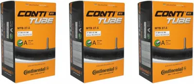 Image de Lot de 3 chambres à air Continental pour VTT, 27,5 x 1,75-2,40 pouces, AV 40 mm, pour jantes de 47 à 62 mm...