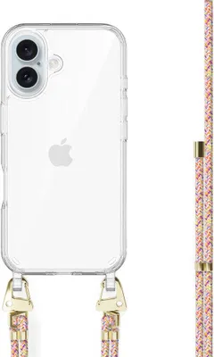 Produktbild von Rainbow Vibes Transparant Cord Hülle  - Kompatibel mit iPhone 16 Plus