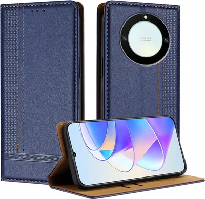 Produktbild von Handyhülle für Honor X9A/Magic5 Lite Leder Flip Klappbare Schutzhülle mit Standfunktion Blau