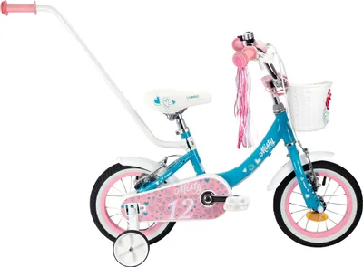 Produktbild von Kinderfahrrad - 12 Zoll - Rosa und Blau - für 2-4 Jahre - mit Dual-Pivot-Vorderradbremse - mit Gepäckträger - Jugendfahrrad