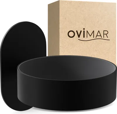 Produktbild von ovimar Haartrocknerhalter Kvitoya | Edelstahl | schwarz matt | mit Wandmontage ohne Bohren | mit Fönpolsterung | zum Kleben | Föhn Halterung im Badezimmer | | perfektes Bad Zubehör