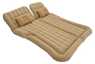 Zdjęcie produktu dla Nadmuchiwany materac samochodowy – materac powietrzny do SUV-ów/samochodów osobowych – wodoodporny PVC – na kemping i w podróż – komplet z pompą – beżowy
