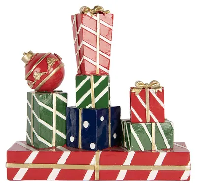 Productafbeelding van Clayre & Eef kerstdecoratie figuur, cadeau, 21x7x21 cm, rood, kunststof