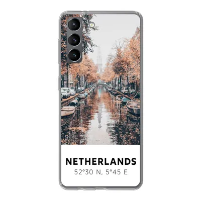 Produktbild von MuchoWow® Handyhülle Schutzhülle Hülle für Samsung Galaxy S21 Niederlande - Amsterdam - Gracht - Herbst Silikon Softcase Handy Hülle - Softcase