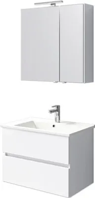 Produktbild von Pelipal Badmöbel-Set Cavallino BxHxT 75 x 200 x 45 cm Frontfarbe weiß hochglanz mit Keramik-Waschtisch weiß, Waschtischu