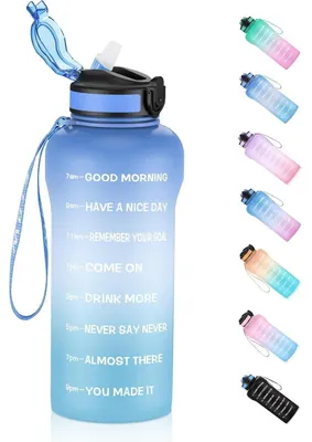 Produktbild von ETDW 2 Liter Trinkflasche Sport, Strohhalm, BPA Frei, Auslaufsicher