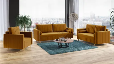 Obrázek produktu pro Sedací souprava FIORELLO 3+2+1 hořčicová - MONOLITH 48