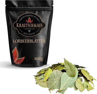 Produktbild von 200g Lorbeerblätter ganz von Krautschmaus, schonend getrocknet, voller Geschmack