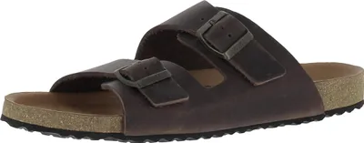 Produktbild von Vital 78011 Nature weiche und komfortable Pantoffel Herren mit Fussbett aus Leder mit Massagenoppen | Hausschuhe | Pantoletten | Monte Braun EU 45