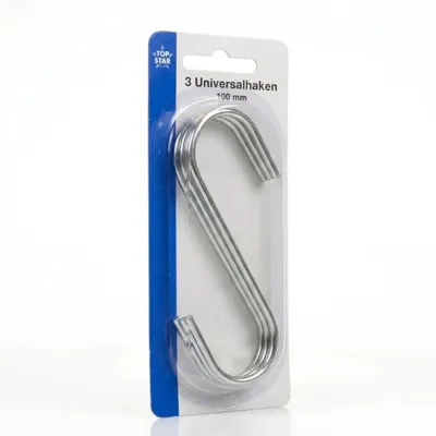 Produktbild von Universalhaken Metall 10 cm 3 Stück S-Haken verchromt Küchenhaken Kleiderhaken