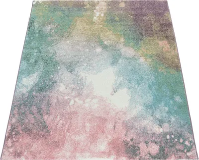 Produktbild von Teppich Wohnzimmer Bunt Rosa Grün Türkis Pastell Farbverlauf Robust Kurzflor Grösse 120x170 cm
