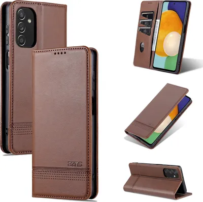 Produktbild von Galaxy M52 5G Leder Hülle, Klapphüllen Brieftasche Magnetverschluss Ständer Schutzhülle für Samsung Galaxy M52 5G Kaffee