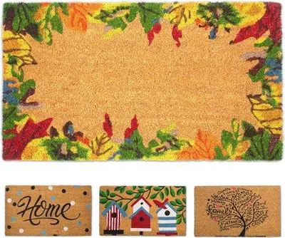 Productafbeelding van Famanu deurmat, antislip, kokosmat met kleurrijke bloemen - 40 x 70 cm