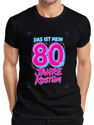Produktbild von 80er Jahre Kostüm Neon Retro Party Geburtstag Geschenk Lustig Herren T-Shirt, Schwarz, M