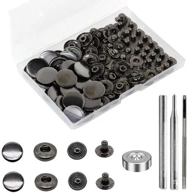 Produktbild von 24 Stück Metall-Druckknöpfe, Bronzene Druckknöpfe Φ17mm Kupferfarbene Druckknöpfe mit Metallbronze für Lederjacken, Portemonnaie, Handtaschen, Schwarz