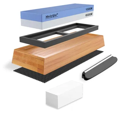 Immagine prodotto di Omgoods - Pietra affilatrice 2 in 1 per coltelli, con supporto antiscivolo