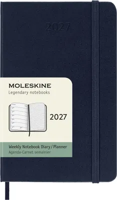 Produktbild von Moleskine 12 Monate Wochen Notizkalender 2027, Pocket/A6, 1 Wo = 1 Seite, rechts linierte Seite, Fester Einband, Saphir
