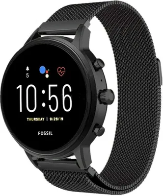 Produktbild von Strap-it Milanese - Kompatibel mit Fossil Gen 5Armband 44mmFossil uhrenarmband Fossil ersatzarmband Edelstahl für Smartwatch 22mm Armband Schwarz22mm