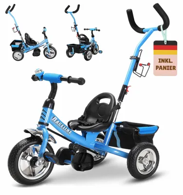 Immagine prodotto di Spielwerk® Triciclo per Bambini 2in1 con Maniglia Sicurezza Portaoggetti Bici per Imparare Giocando Pedali Removibili con Cestino