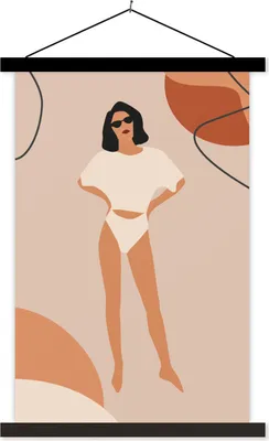 Produktbild von MuchoWow® Textilposter Sommer - Frau - Pastell 120x180 cm mit schwarzem Rahmen - Fotos