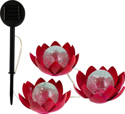 Produktbild von EZ-Solar 3 x LED Solar Gartenleuchte "Lotusblume" GL1048EZ