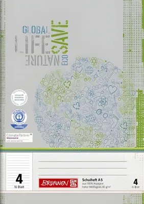Obrázok produktu pre BRUNNEN 104510401 Cvičebnica Recyklovaná A5 linkovaná, Lin. 4 sivozelená