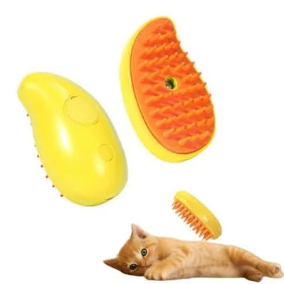 Produktbild von seabanoz SteamyPfote Haustier Katzenbürste Hundebürste,3-in-1 Katzendampfbürste, selbstreinigende Haustierbürste für Katzen und Hunde, entfernt lose Unterwolle, mit Massagefunktion
