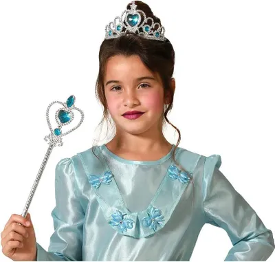Image de Atosa Tiara-princesse avec baguette magique bleu bleu One Size