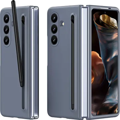 Image de Étui pour Samsung Galaxy Z Fold 7 étui rigide mat avec protection de l'écran et stylo tactile gris foncé