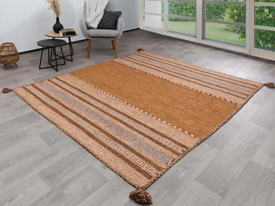 Produktbild von Steffensmeier Handwebteppich Muriani | Baumwolle |  Wohnzimmer | Braun, handgewebt, Größe: 170x230 cm