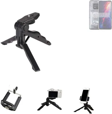 Produktbild von K-S-Trade Stativ Tisch-Ständer Dreibein Handy-Stativ Ständer kompatibel mit AGM X6 Mini-Stativ Smartphone Tripod Handy-Stativ aus Plastik schwarz