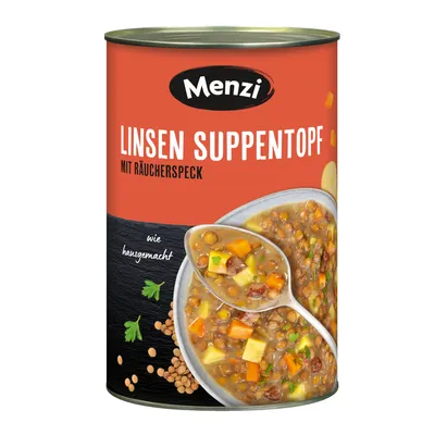 Image de Marmite de soupe de lentilles Menzi avec lard fumé, 4200g