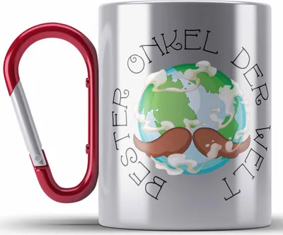 Produktbild von Trendation - Bester Onkel Der Welt Edelstahl Tasse Karabiner Geschenk Geburtstag Weihnachten Lustig Geschenkideen von Nichte Lieblingsonkel (Rot)