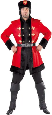 Produktbild von M215211-L rot-schwarz Herren Kosakenkostüm Kosakenuniform Gr.L