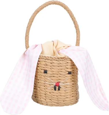 Produktbild von Geflochtene Rattan Kindertasche Bunny Aufbewahrungskorb Handgewebte Kinderhandtasche mit Leichter Umweltfreundlicher Textur Multifunktional für Kinderzimmer und Fotorequisiten