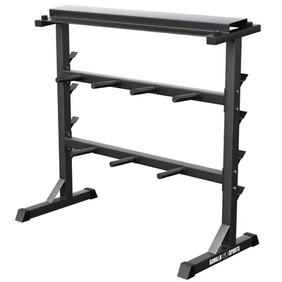 Produktbild von GORILLA SPORTS® Hantelablage - 3 Ebenen, 30mm, bis 400 kg, Stahl, Schwarz - Gewichteständer, Hantelscheibenständer, Hantelscheibenablage, Hantelständer, Langhantelablage, Langhantelständer