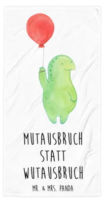 Produktbild von Mr. & Mrs. Panda Strandtuch Schildkröte Luftballon - Weiß - Geschenk, Handtuch, Reisehandtuch, Motivation, Schildkröten, Großes Badehandtuch, Motivationsspruch