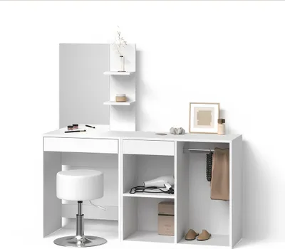 Immagine prodotto di Tavolino da toilette Livinity Nola Bianco 140 cm con sgabello, Model 53059