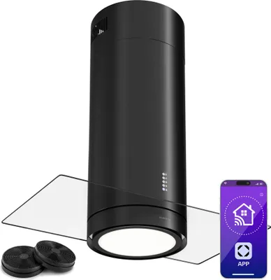 Obrázok produktu pre Klarstein Smart ostrovný digestor, recirkulácia, prietok 600 m³/h, zavesený, 3 úrovne