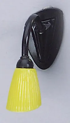 Produktbild von Wandlampe schwarz, gelber Schirm, für Puppenhaus