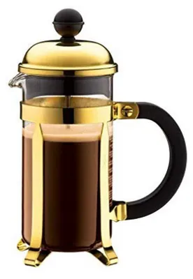 Produktbild von Bodum Chambord Kaffeebereiter 3 Tassen mit Metallrahmen, Chrom, Gold, 7.5 x 13.5