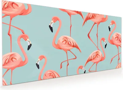 Produktbild von Küchenrückwand Spritzschutz Glas mit Motiv Flamingo Design 40 x 40 cm