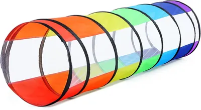 Immagine prodotto di Tunnel giochi da 180 cm, pieghevole, con rete, a tema arcobaleno, per l'uso in giardino