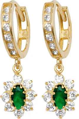 Produktbild von Wunderschöne 9 Karat (375) Gold Damen - Paar Ohrringe mit Zirkonia - 25mm*8mm; TRS26421