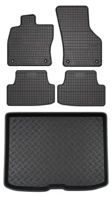 Image de Tapis en caoutchouc + bac de coffre pour Audi A3 8V 2012-2020 (avec roue de secours, 5 portes) – 5 pièces, noirs, sur mesure