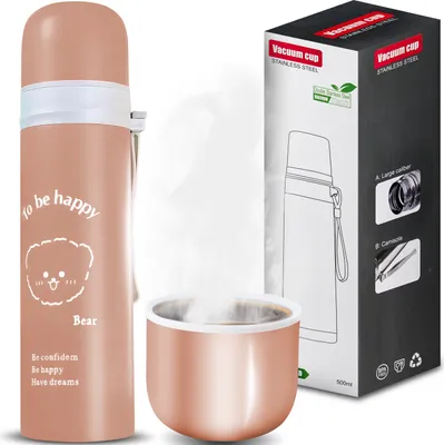 Obrázok produktu pre Termoska Termoska Termoska vákuový džbán vákuový džbán vákuový džbán na kávu kanvica na čaj 0,5 litra termo džbán dávkovač nápojov z nerezovej ocele hnedý Retoo