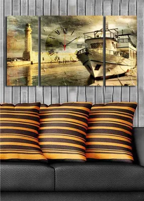 Produktbild von Opviq, 3P204045CS- CLA3625, Bunt, Wanduhren, 84 x 45 cm, 100% Wildleder -Leinwand