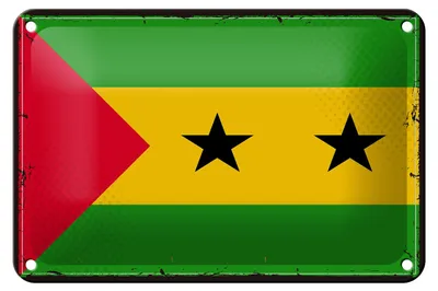 Produktbild von Blechschild Flagge São Tomé und Príncipe 18x12cm Retro Flag Dekoration