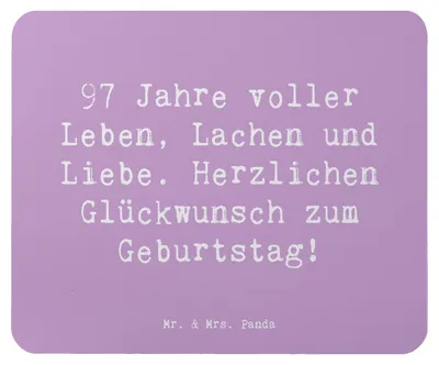 Produktbild von Mr. & Mrs. Panda Mauspad Spruch 97. Geburtstag - Lavendeltraum - Geschenk, Dankbarkeit, 97, Mousepad, Handarbeit, Jubilar, Leben, mousematte, laptop, pc mausunterlage